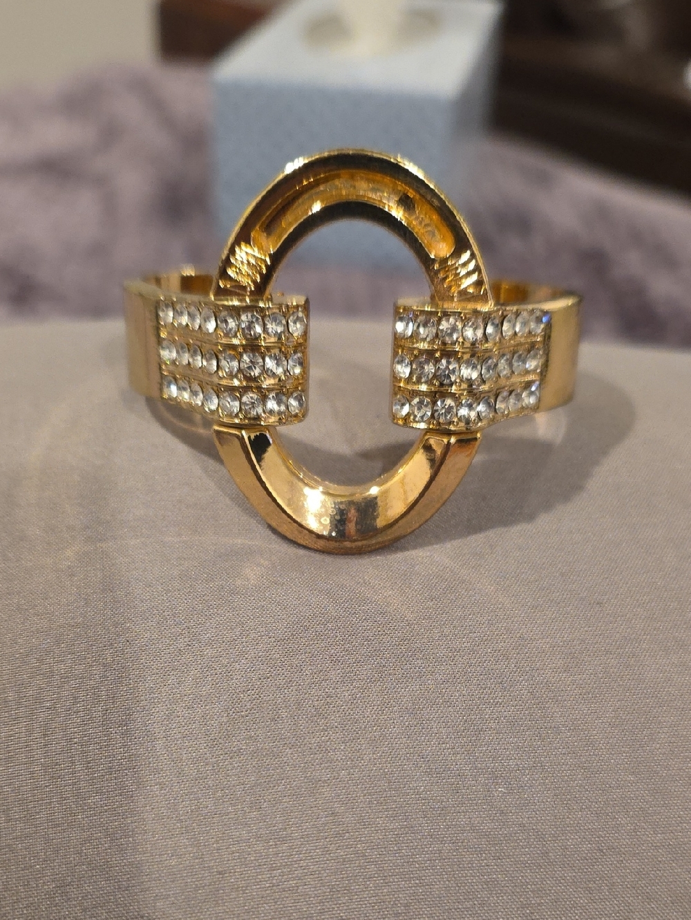 Gold Crystal Oval Statement Bracelet - Women's Jewelry